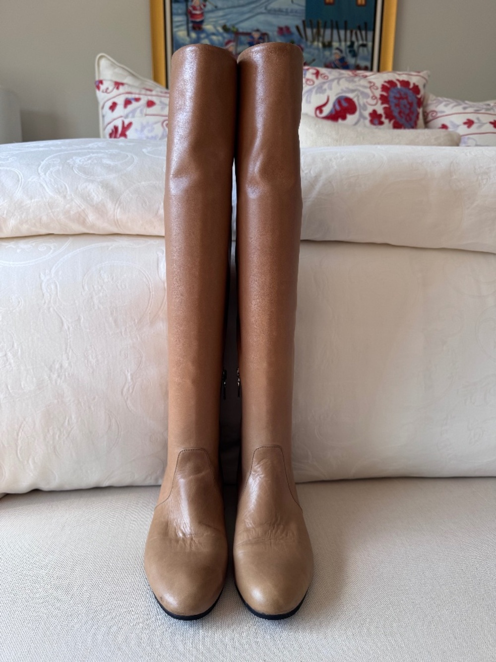 Tall flat nude/light tan Prada boots